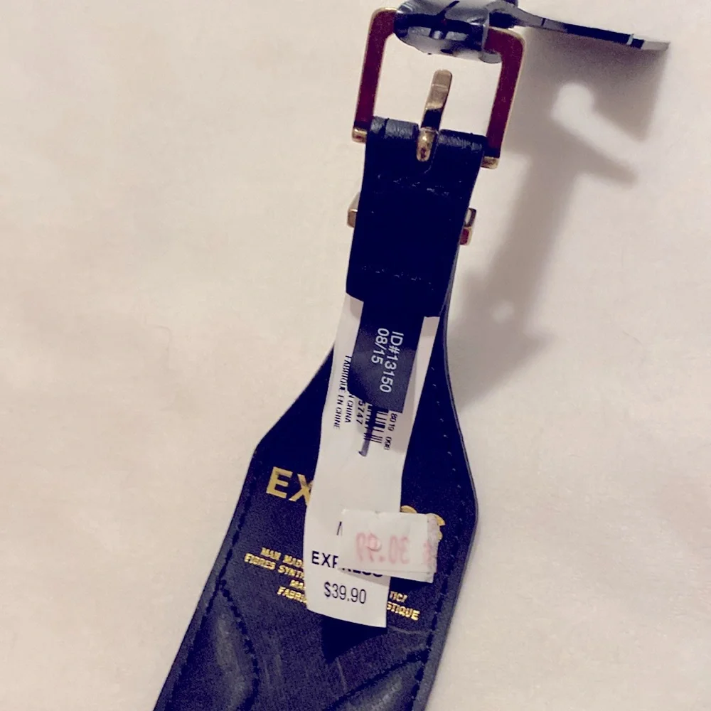 Women's‎ Black Leather Stretch Belt Size M/L